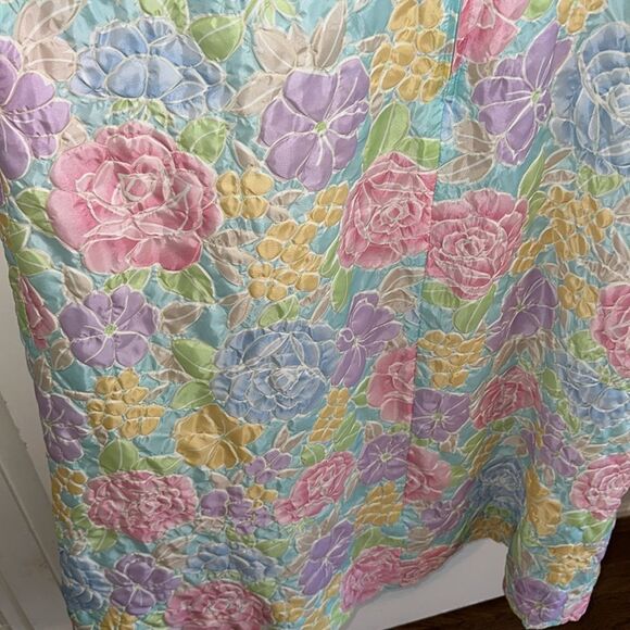 70s Stella Fagin Pastel Flower Power Zip Up Front Robe or Lounging Gown - Picture 5 of 9